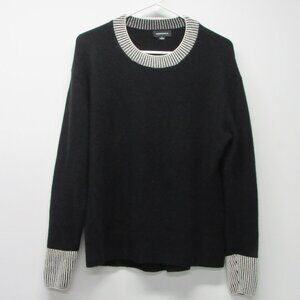 Summersalt The Coziest Cashmere Wool Blend Sweater Black White Ribbed Crew sz M
